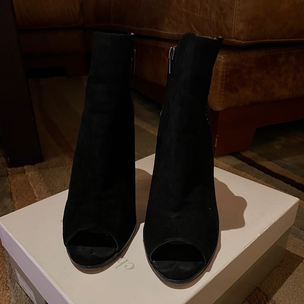 Black Suede Open Toed Booties Charles David - image 1